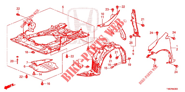 PARAFANGHI ANTERIORI  per Honda CIVIC TOURER 1.8 LIFESTYLE 5 Porte 5 velocità automatico 2014
