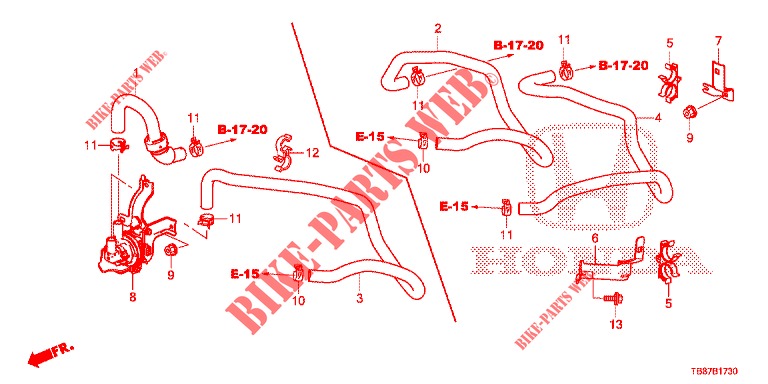TUBO ACQUA/CONDOTTO RISCALDATORE (1.8L) (LH) per Honda CIVIC TOURER 1.8 LIFESTYLE 5 Porte 5 velocità automatico 2014