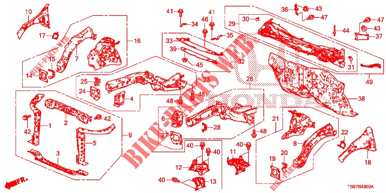 PARATIA ANTERIORE/CRUSCOTTO  per Honda CIVIC TOURER 1.8 EXECUTIVE 5 Porte 6 velocità manuale 2014