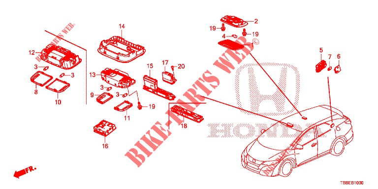 LUCE INTERIORE  per Honda CIVIC TOURER DIESEL 1.6 COMFORT 5 Porte 6 velocità manuale 2015