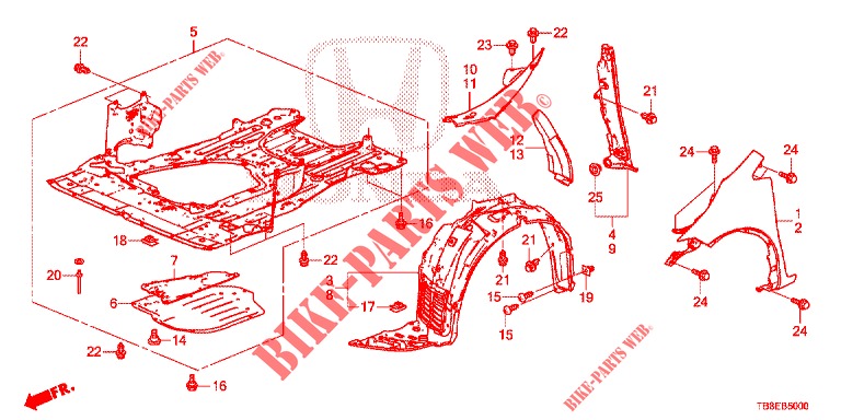 PARAFANGHI ANTERIORI  per Honda CIVIC TOURER DIESEL 1.6 COMFORT 5 Porte 6 velocità manuale 2015