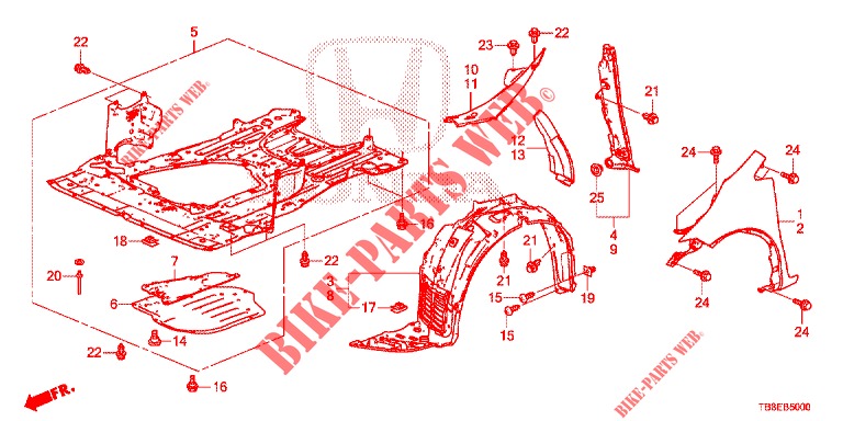 PARAFANGHI ANTERIORI  per Honda CIVIC TOURER DIESEL 1.6 EXECUTIVE 5 Porte 6 velocità manuale 2015