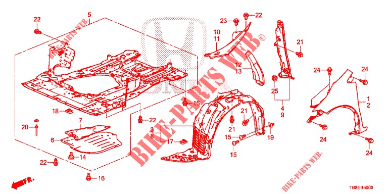 PARAFANGHI ANTERIORI  per Honda CIVIC TOURER DIESEL 1.6 LIFSTYLE 5 Porte 6 velocità manuale 2015