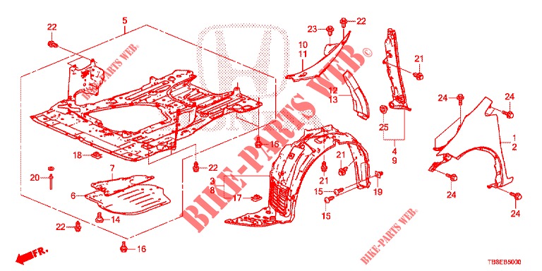 PARAFANGHI ANTERIORI  per Honda CIVIC TOURER DIESEL 1.6 S 5 Porte 6 velocità manuale 2015