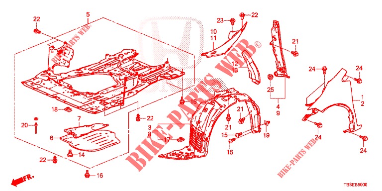 PARAFANGHI ANTERIORI  per Honda CIVIC TOURER 1.8 EXECUTIVE NAVI 5 Porte 6 velocità manuale 2015