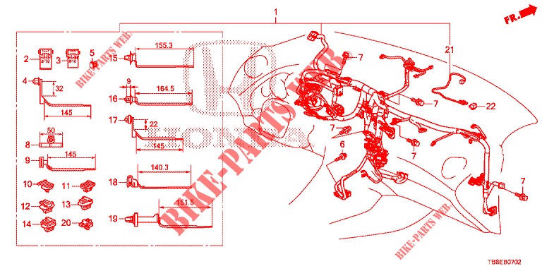BARDATURA FILO (2) (LH) per Honda CIVIC TOURER DIESEL 1.6 COMFORT 5 Porte 6 velocità manuale 2016