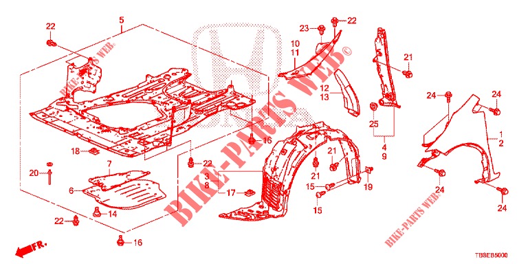 PARAFANGHI ANTERIORI  per Honda CIVIC TOURER DIESEL 1.6 COMFORT 5 Porte 6 velocità manuale 2016