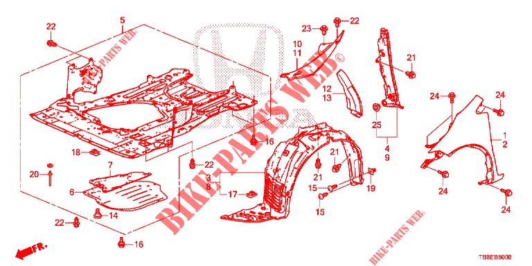 PARAFANGHI ANTERIORI  per Honda CIVIC TOURER DIESEL 1.6 STYLE NAVI 5 Porte 6 velocità manuale 2016
