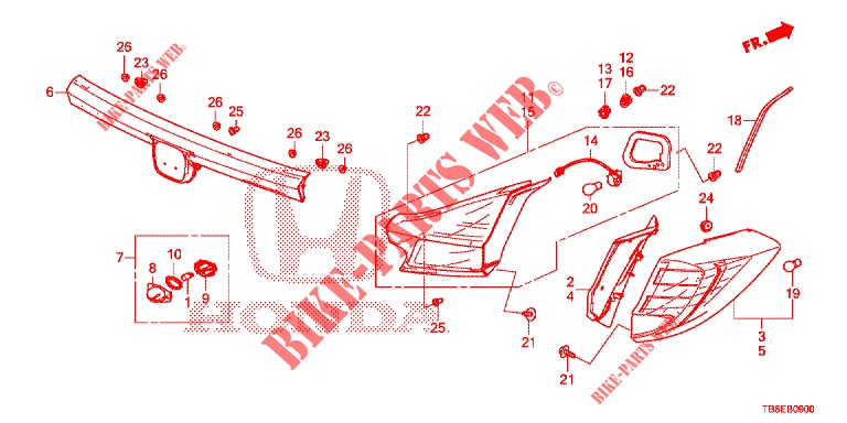 LUCE CODA/LUCE TARGA (PGM FI)  per Honda CIVIC TOURER DIESEL 1.6 EXECUTIVE 5 Porte 6 velocità manuale 2016