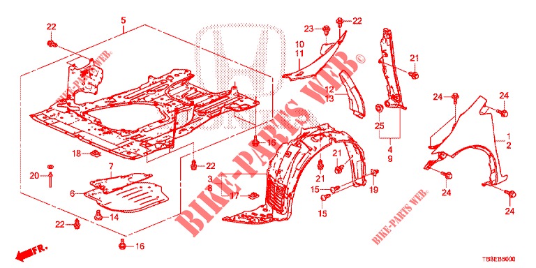 PARAFANGHI ANTERIORI  per Honda CIVIC TOURER DIESEL 1.6 S 5 Porte 6 velocità manuale 2016