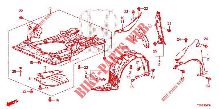PARAFANGHI ANTERIORI  per Honda CIVIC TOURER 1.8 COMFORT 5 Porte 6 velocità manuale 2016