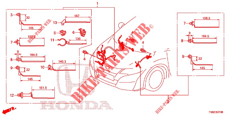 BARDATURA FILO (4) (LH) per Honda CIVIC TOURER 1.8 EXECUTIVE NAVI 5 Porte 5 velocità automatico 2016