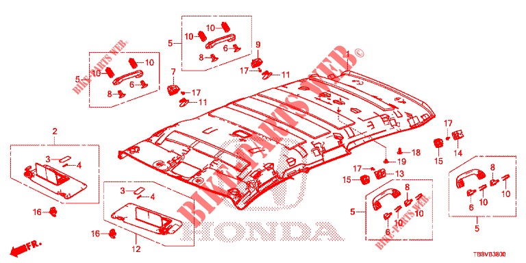 FODERA TETTO  per Honda CIVIC TOURER DIESEL 1.6 ELEGANCE L 5 Porte 6 velocità manuale 2017