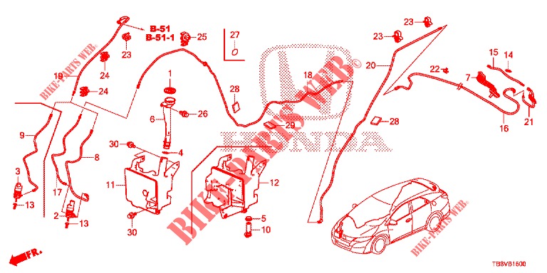 LAVATORE PARAVENTO ANT. (2D)  per Honda CIVIC TOURER DIESEL 1.6 ELEGANCE L 5 Porte 6 velocità manuale 2017