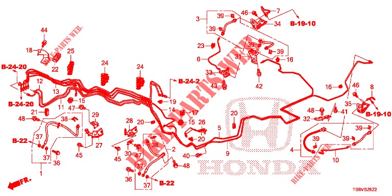 LINEE FRENO (LH) (DIESEL) per Honda CIVIC TOURER DIESEL 1.6 ELEGANCE L 5 Porte 6 velocità manuale 2017