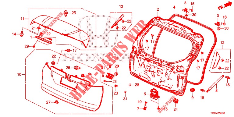 PANNELLO PORTELLONE(2D)  per Honda CIVIC TOURER DIESEL 1.6 ELEGANCE L 5 Porte 6 velocità manuale 2017