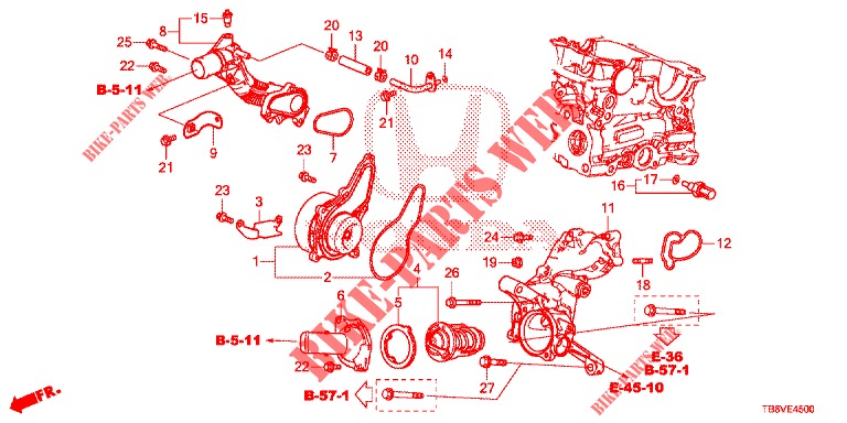 POMPA ACQUA/TERMOSTATO (DIESEL) per Honda CIVIC TOURER DIESEL 1.6 ELEGANCE L 5 Porte 6 velocità manuale 2017