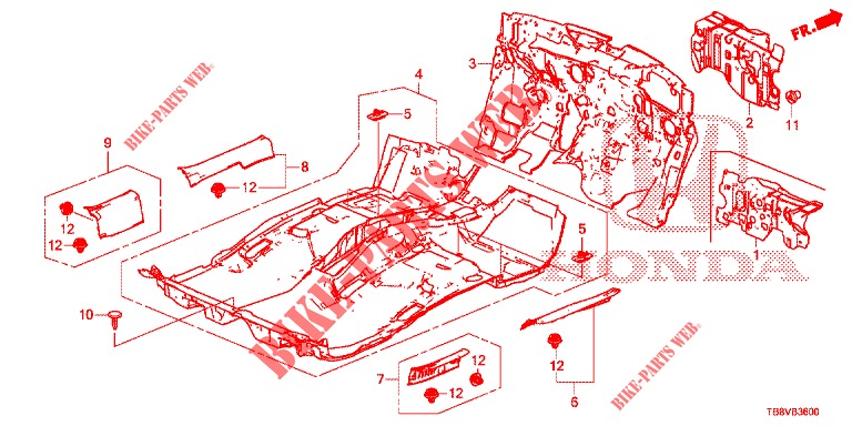 STOINO PAVIMENTO/ISOLATORE  per Honda CIVIC TOURER DIESEL 1.6 ELEGANCE L 5 Porte 6 velocità manuale 2017