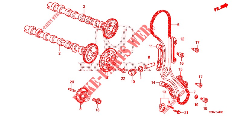 ALBERO A CAMME/CATENA CAMMA (DIESEL) per Honda CIVIC TOURER DIESEL 1.6 EXECUTIVE 5 Porte 6 velocità manuale 2017
