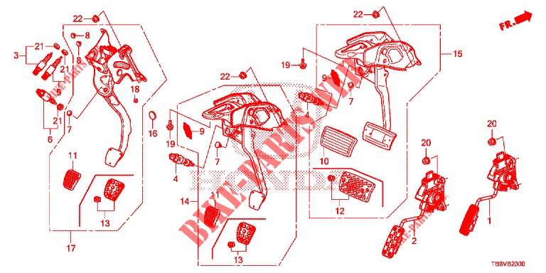 PEDALE (LH) per Honda CIVIC TOURER DIESEL 1.6 LIFSTYLE 5 Porte 6 velocità manuale 2017