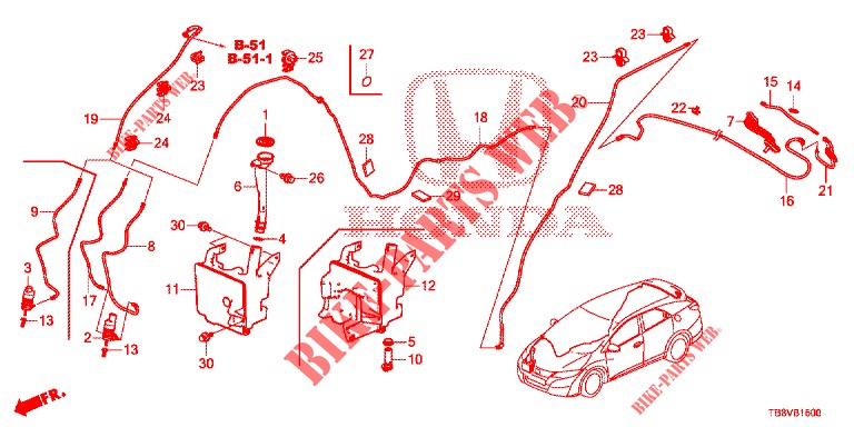 LAVATORE PARAVENTO ANT. (2D)  per Honda CIVIC TOURER 1.8 EXECUTIVE 5 Porte 5 velocità automatico 2017