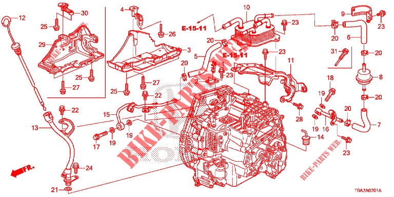 CONDOTTO ATF/RISCALDATORE ATF (2.0L) per Honda CR-V 2.0 EXECUTIVE 5 Porte 5 velocità automatico 2013