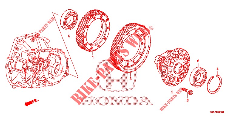 DIFFERENZIALE (2.0L) (4WD) per Honda CR-V 2.0 ELEGANCE L 5 Porte 6 velocità manuale 2014