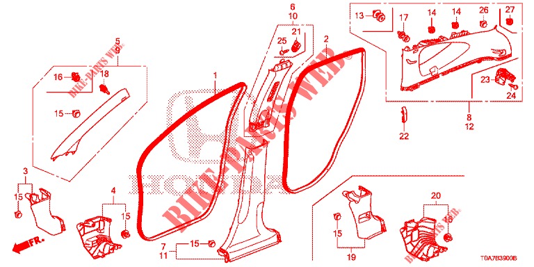 ABBELLIMENTO PILASTRO  per Honda CR-V 2.0 EXCLUSIVE NAVI 5 Porte 6 velocità manuale 2014