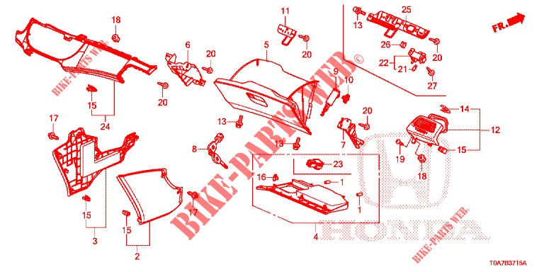 ABBELLIMENTO STRUMENTI (COTE DE PASSAGER) (LH) per Honda CR-V 2.0 EXCLUSIVE NAVI 5 Porte 6 velocità manuale 2014
