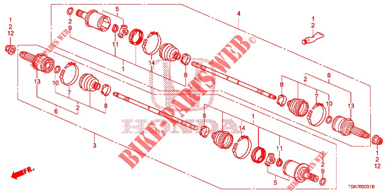 ALBERO AVVIAMENTO POST. (2) per Honda CR-V 2.0 EXCLUSIVE NAVI 5 Porte 6 velocità manuale 2014