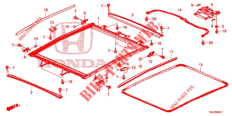 FODERA SUPERIORE/PARASOLE/VETRO SCIVOLAMENTO  per Honda CR-V 2.0 EXCLUSIVE NAVI 5 Porte 6 velocità manuale 2014