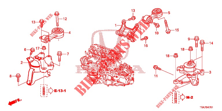 MONTATORI MOTORE (2.0L) (MT) per Honda CR-V 2.0 EXCLUSIVE NAVI 5 Porte 6 velocità manuale 2014