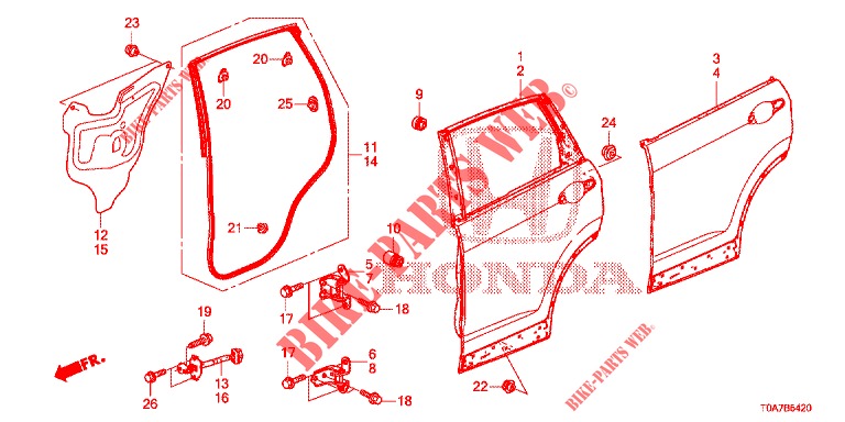 PANNELLI PORTIERE POST.(4D)  per Honda CR-V 2.0 EXCLUSIVE NAVI 5 Porte 6 velocità manuale 2014