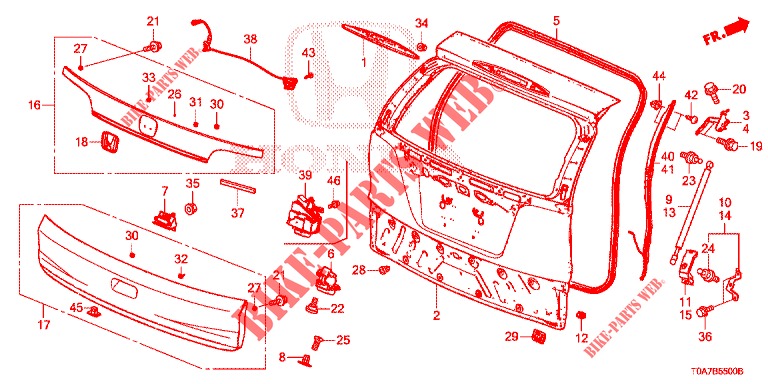 PANNELLO PORTELLONE(2D)  per Honda CR-V 2.0 EXCLUSIVE NAVI 5 Porte 6 velocità manuale 2014