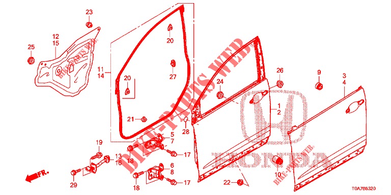 PANNELLI PORTIERE ANT.(2D)  per Honda CR-V DIESEL 2.2 COMFORT 5 Porte 6 velocità manuale 2014