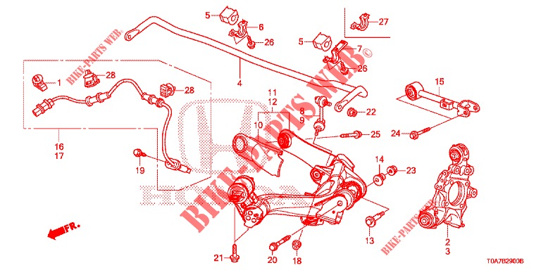BRACCIO INFERIORE POST./ASTA RAGGIO  per Honda CR-V DIESEL 2.2 ELEGANCE 5 Porte 6 velocità manuale 2014