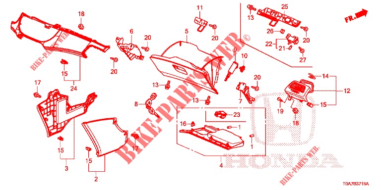 ABBELLIMENTO STRUMENTI (COTE DE PASSAGER) (LH) per Honda CR-V DIESEL 2.2 EXCLUSIVE 5 Porte 6 velocità manuale 2013