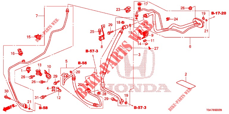 ARIA CONDIZIONATA (FLEXIBLES/TUYAUX) (DIESEL) (2.2L) (LH) per Honda CR-V DIESEL 2.2 EXCLUSIVE 5 Porte 6 velocità manuale 2013