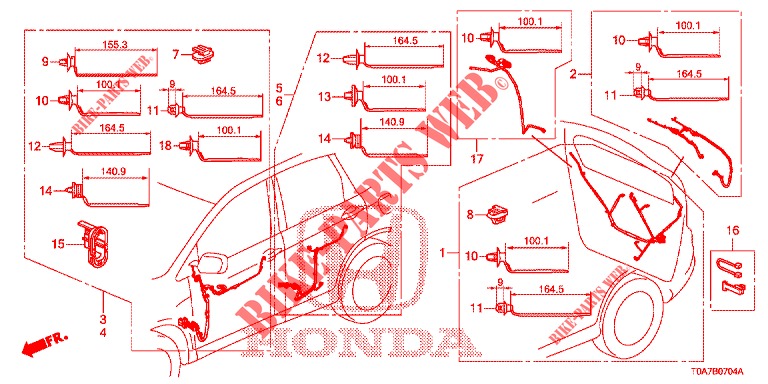 BARDATURA FILO (LH) (5) per Honda CR-V DIESEL 2.2 EXCLUSIVE 5 Porte 6 velocità manuale 2013