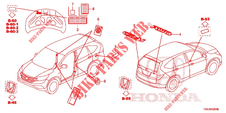 EMBLEME/ETICHETTE CAUZIONE  per Honda CR-V DIESEL 2.2 EXCLUSIVE 5 Porte 6 velocità manuale 2013