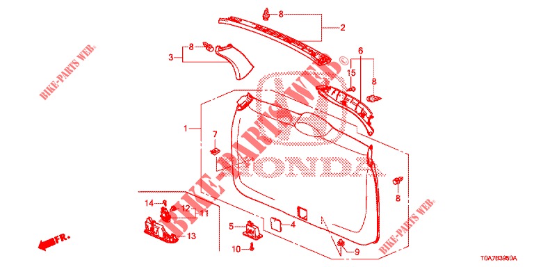 FODERA PORTELLONE/ FODERAMENTO PANNELLO(2D)  per Honda CR-V DIESEL 2.2 EXCLUSIVE 5 Porte 6 velocità manuale 2013