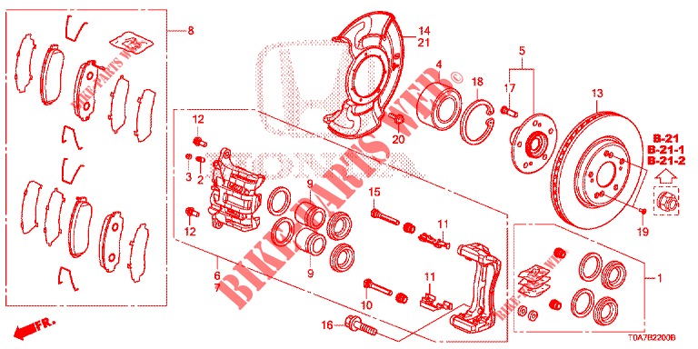 FRENO ANTERIORE (1) per Honda CR-V DIESEL 2.2 EXCLUSIVE 5 Porte 6 velocità manuale 2013