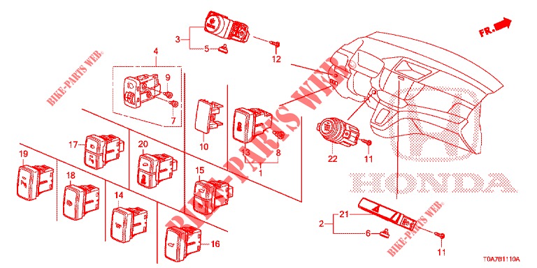 INTERRUTTORE (LH) per Honda CR-V DIESEL 2.2 EXCLUSIVE 5 Porte 6 velocità manuale 2013