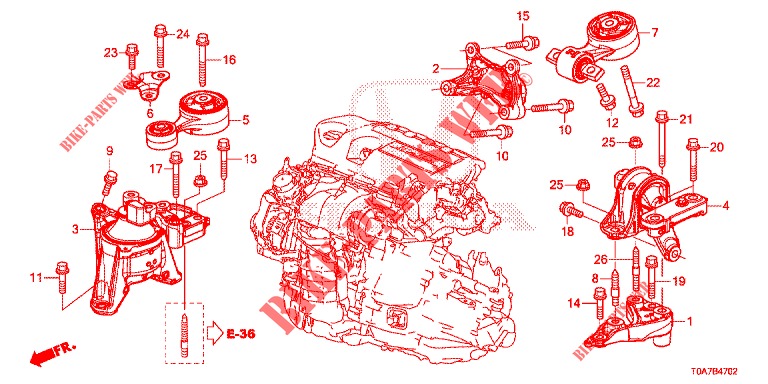 MONTATORI MOTORE (DIESEL) (2.2L) (MT) per Honda CR-V DIESEL 2.2 EXCLUSIVE 5 Porte 6 velocità manuale 2013