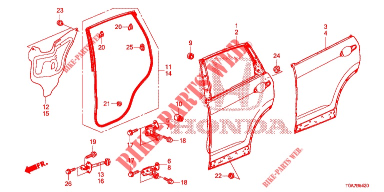 PANNELLI PORTIERE POST.(4D)  per Honda CR-V DIESEL 2.2 EXCLUSIVE 5 Porte 6 velocità manuale 2013