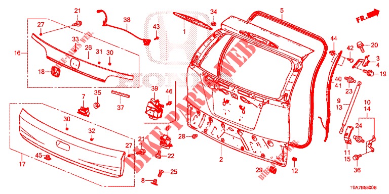 PANNELLO PORTELLONE(2D)  per Honda CR-V DIESEL 2.2 EXCLUSIVE 5 Porte 6 velocità manuale 2013