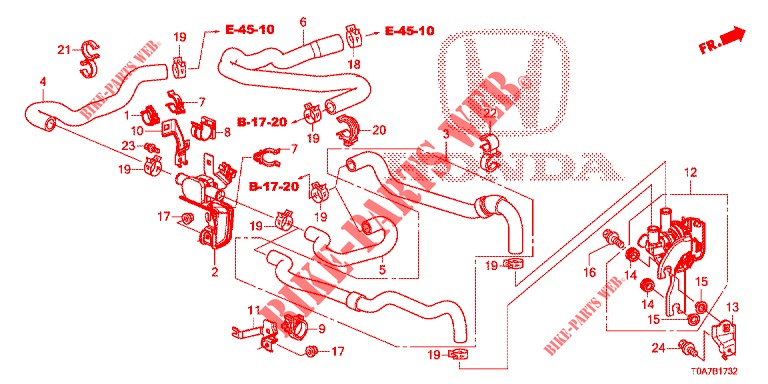 TUBO ACQUA/CONDOTTO RISCALDATORE (DIESEL) (2.2L) (LH) per Honda CR-V DIESEL 2.2 EXCLUSIVE 5 Porte 6 velocità manuale 2013