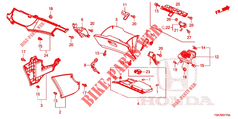 ABBELLIMENTO STRUMENTI (COTE DE PASSAGER) (LH) per Honda CR-V DIESEL 2.2 COMFORT 5 Porte 5 velocità automatico 2013