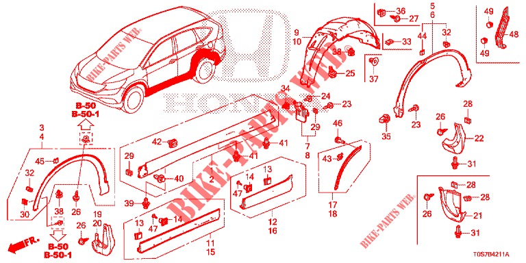 ABBELLIMENTO DAVANZALE LATO/PROTETTORE  per Honda CR-V DIESEL 1.6 EXECUTIVE NAVI 4WD 5 Porte 6 velocità manuale 2016