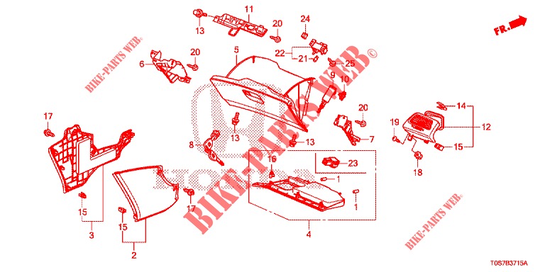 ABBELLIMENTO STRUMENTI (COTE DE PASSAGER) (LH) per Honda CR-V DIESEL 1.6 EXECUTIVE NAVI 4WD 5 Porte 6 velocità manuale 2016